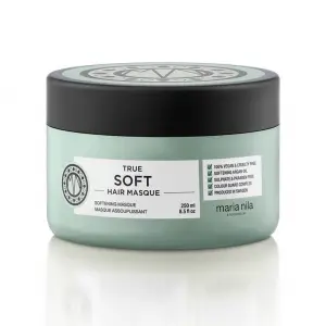 soft hair masque Maria Nila. Light green tub with a screw black lid